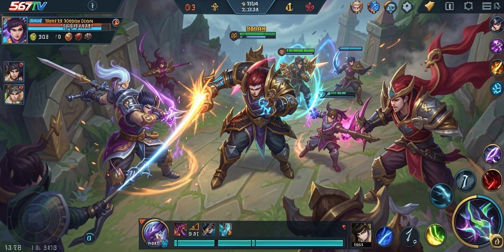 Tampilan menarik dari gameplay seru 567TV dalam aksi MOBA.