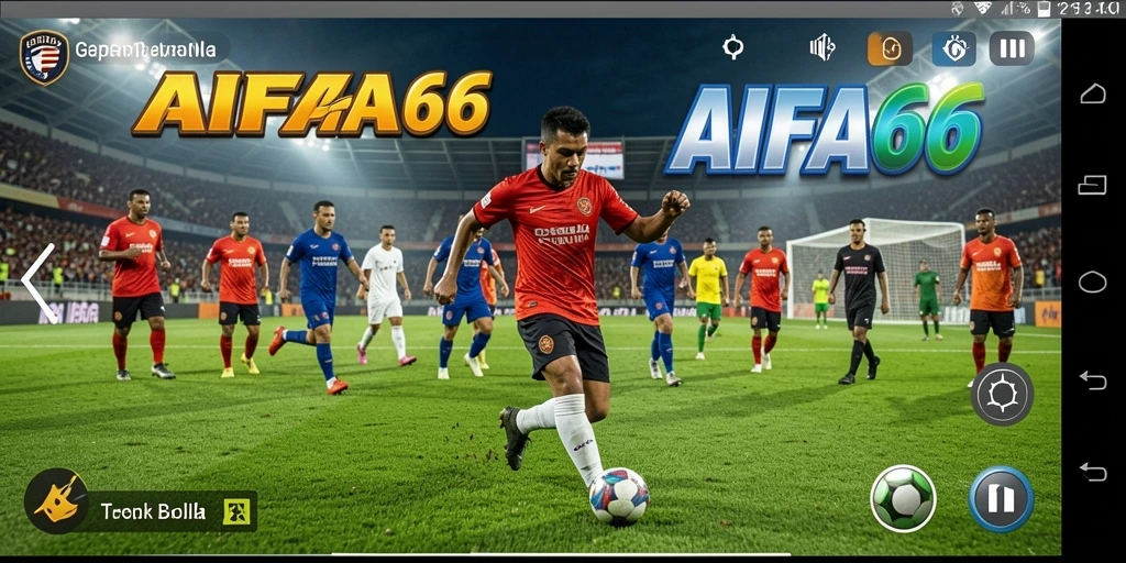 Tangkapan layar <strong>AIFA66</strong> menampilkan aksi sepak bola seru dan grafis memukau.