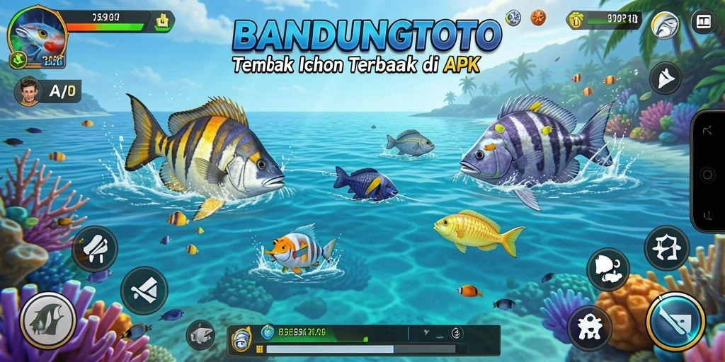 Screenshot gameplay yang menampilkan aksi menembak ikan di BANDUNGTOTO.