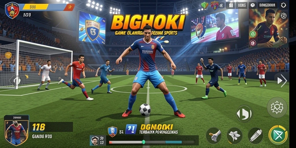 Tampilan gameplay BIGHOKI dengan aksi olahraga yang mendebarkan.