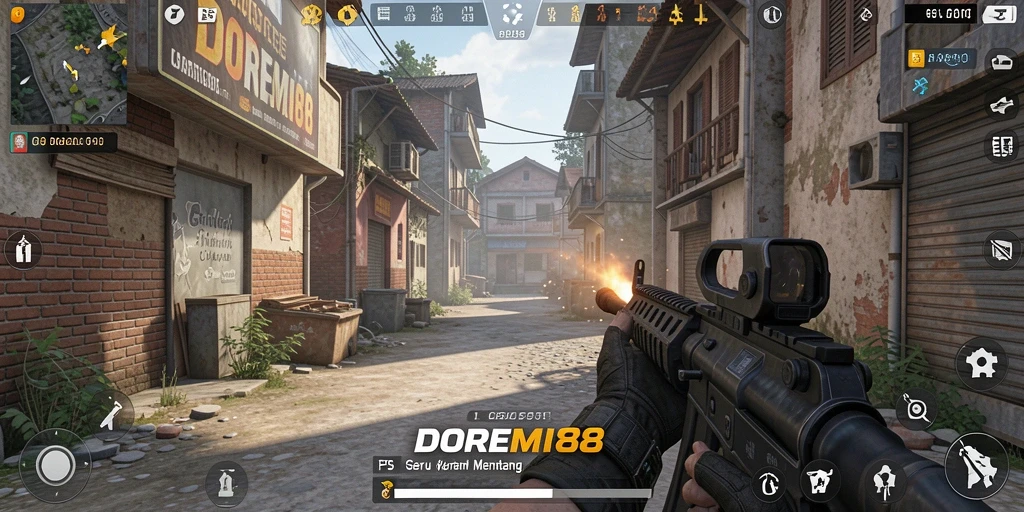 Gameplay seru DOREMI88 dengan aksi tembak-menembak intens.