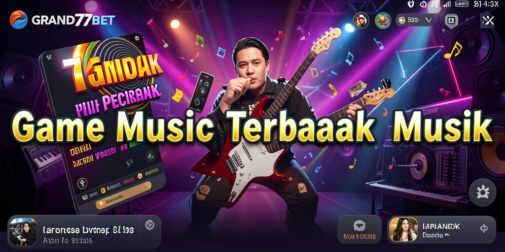 Tampilan gameplay seru dari GRAND77BET dengan berbagai pilihan lagu musik.