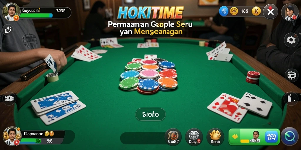 Screenshot HOKITIME menampilkan serunya permainan gaple di layar.