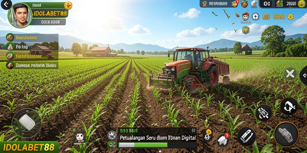 Tampilan gameplay IDOLABET88 menunjukkan pengalaman bertani yang seru dan menarik.
