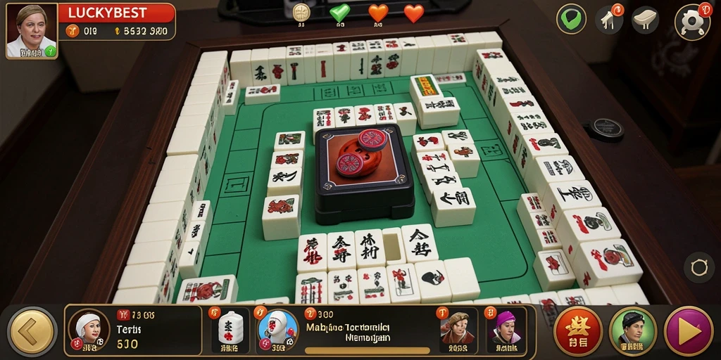 Tampilan gameplay menarik dari LUCKYBEST dengan ubin Mahjong.