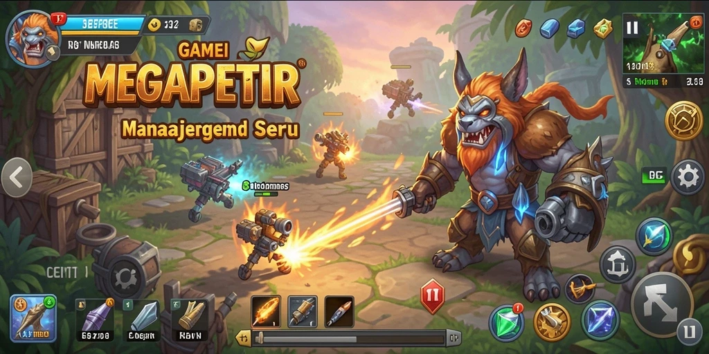 Tangkapan layar gameplay MEGAPETIR menampilkan aksi strategi menawan.