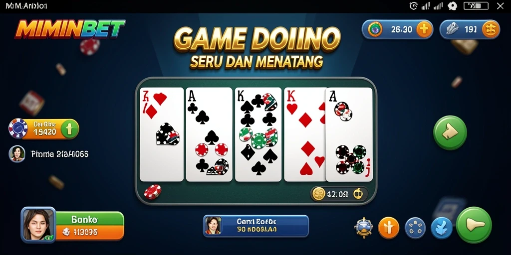 Screenshot gameplay MIMINBET dengan tampilan kartu Domino.