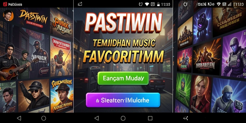 Tampilan gameplay interaktif PASTIWIN dengan musik yang menggugah semangat.