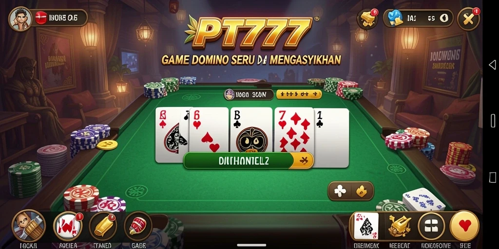 Screenshot utama PT777 menampilkan gameplay domino yang seru dan menarik.