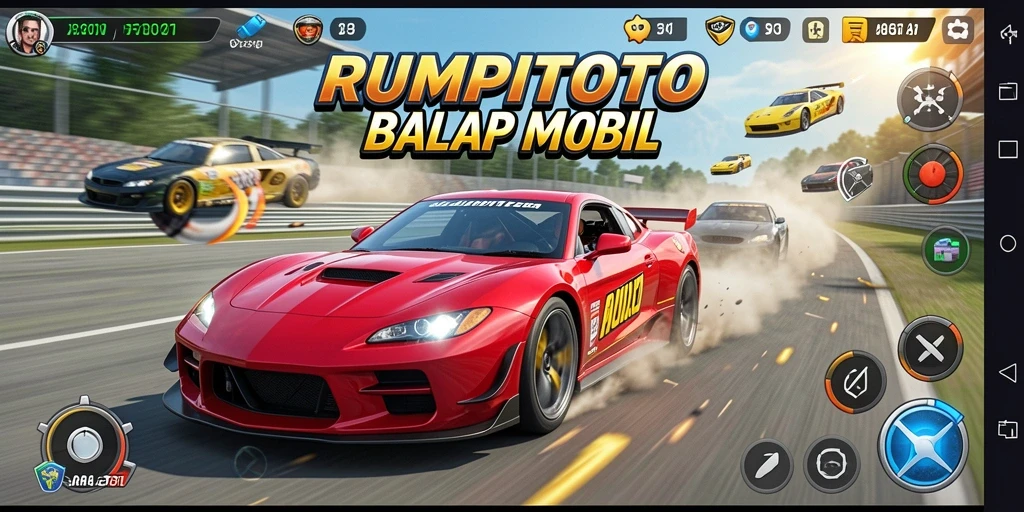Gameplay seru RUMPITOTO dalam aksi balapan.