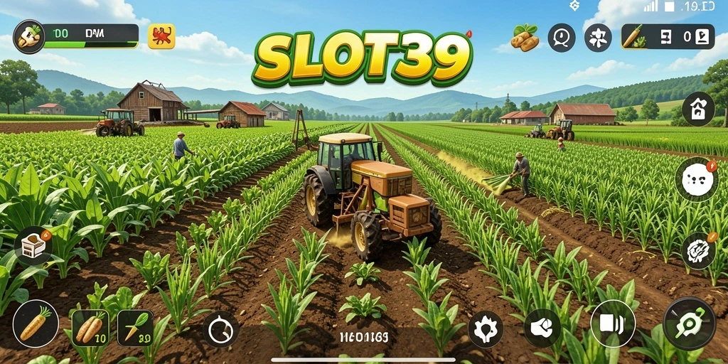 Tampilan gameplay SLOT39 dengan aktivitas pertanian yang seru.
