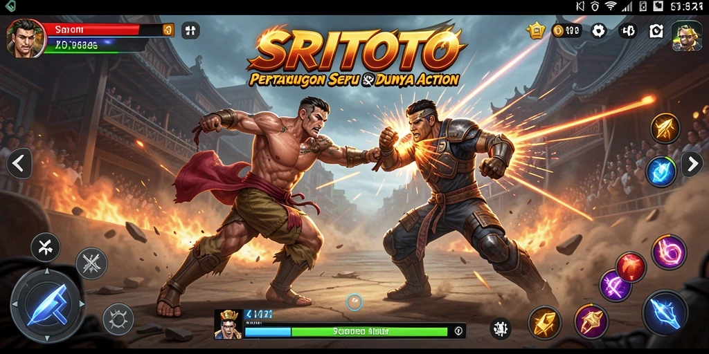 Screenshot menunjukkan aksi seru gameplay SRITOTO dengan pertarungan yang menegangkan.