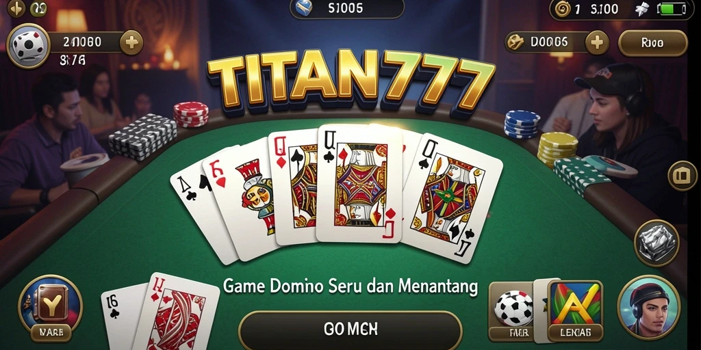 Tampilan screenshot TITAN777 dengan aksi seru dalam permainan domino.