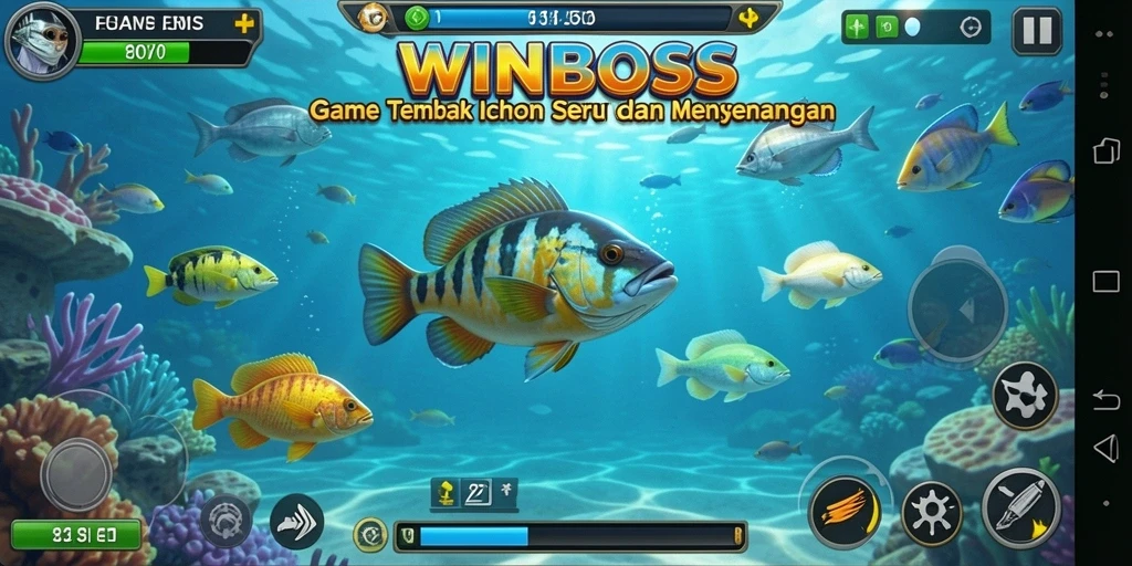 Gameplay seru WINBOSS dengan ikan yang beragam untuk ditembak.